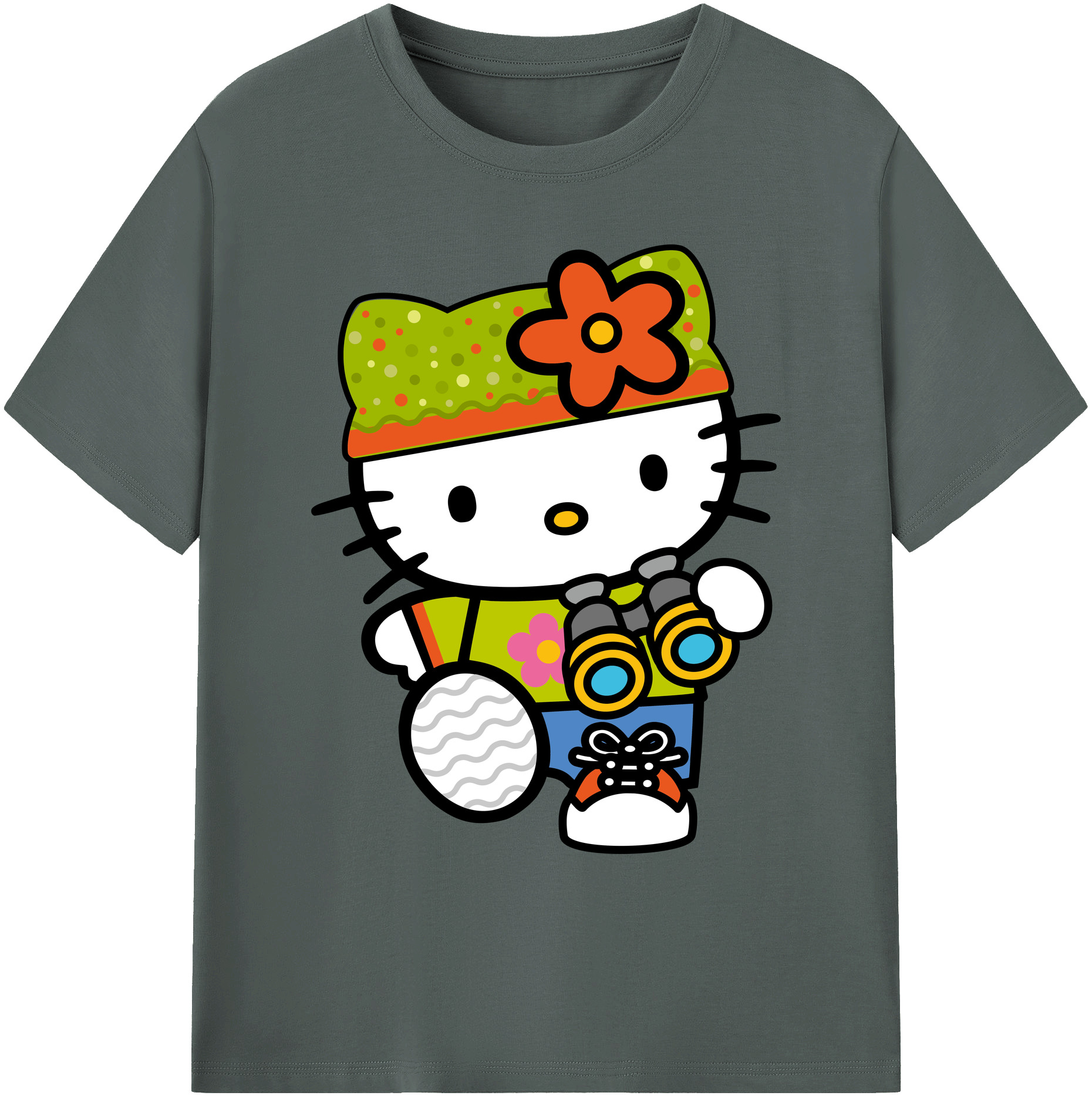 （画像用） Hello Kitty ハローキティ 綿100％ メンズ半袖Tシャツ｜肌触りやわらか＆通気性